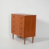 Scandinavian teak chest of drawers with sculpted recessed pulls