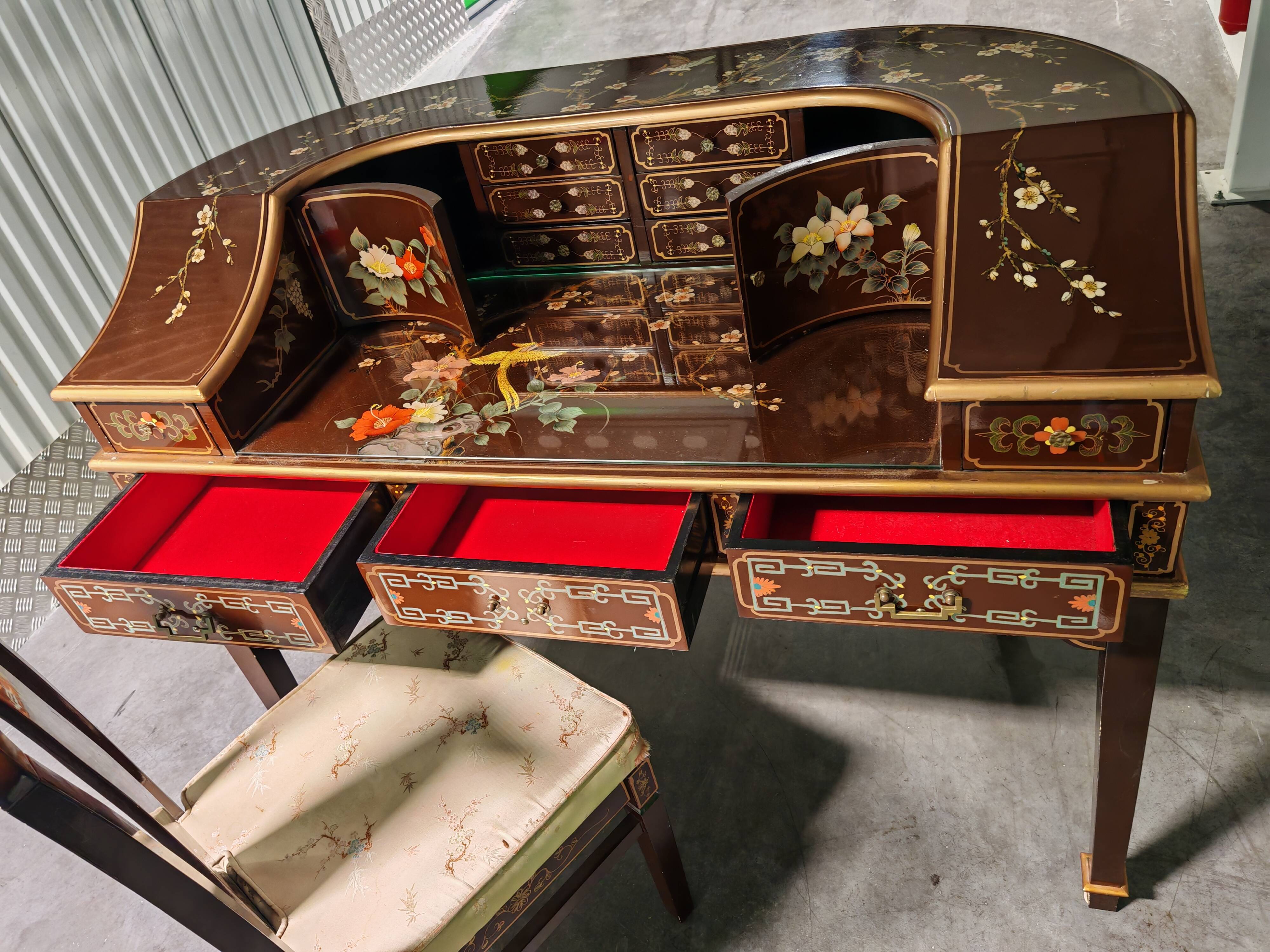 Chinese table with the vintage chair.