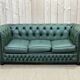 Chesterfield sofa in green leather 3 places from the 80s