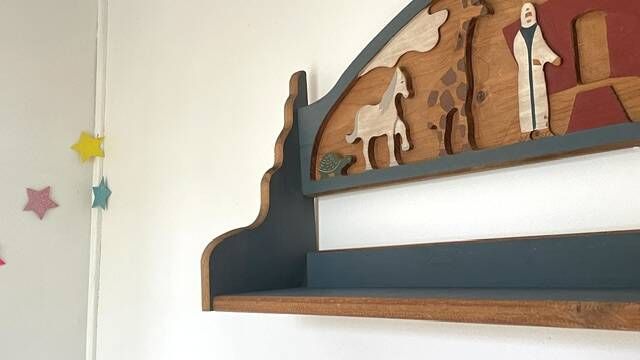 Vintage solid wood noah's ark shelf