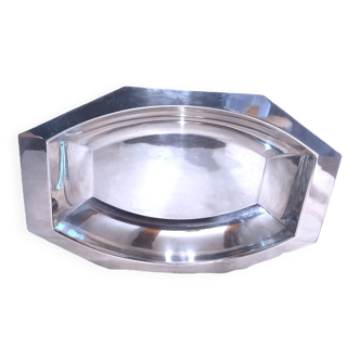 Hollow silver-plated metal dish with hallmarks