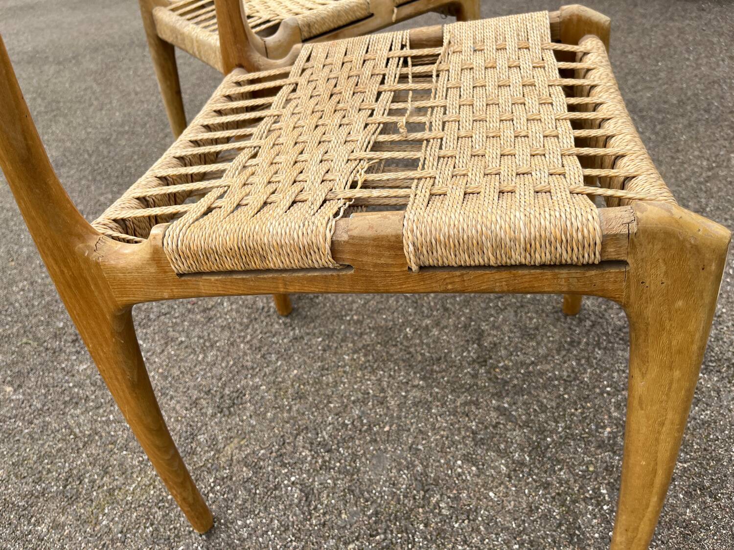 Pair of vintage Havana model chairs for Condorzio Sedie Frueli, Italy. 1960s