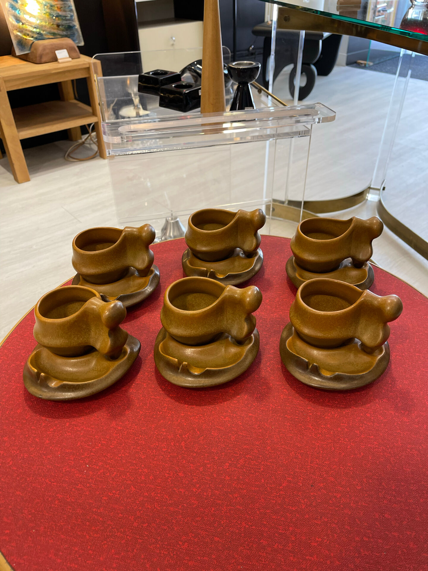 6 cups with saucers 1970. Sighisoara earthenware.