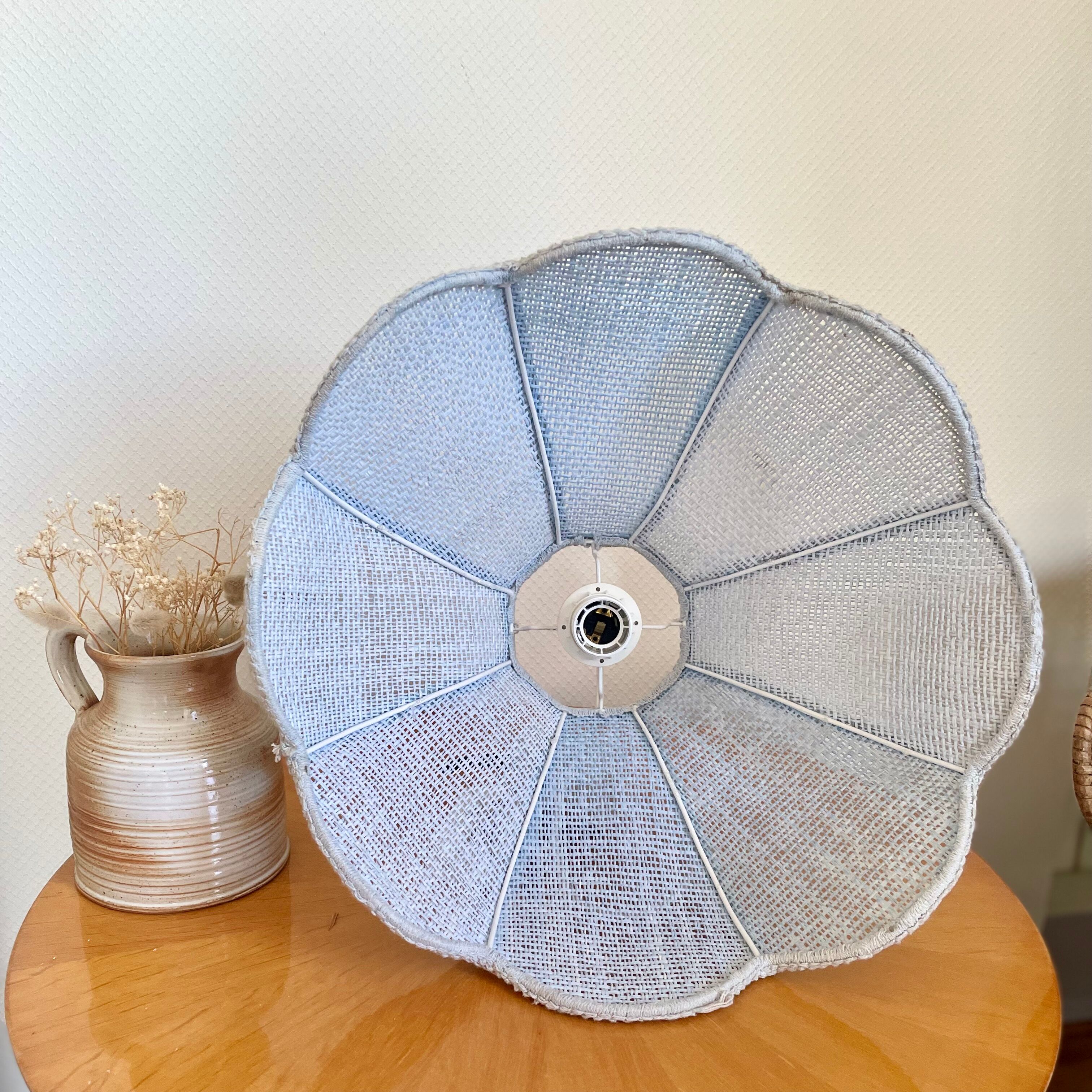 Vintage blue rattan pendant light