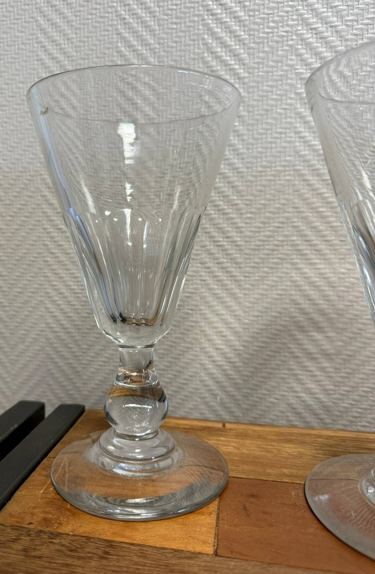 Set of eight important 19th century faceted cut crystal glasses