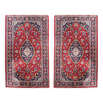 Pair of iran kashan oriental rugs - entirely handmade - dimensions: 1.37x 0.70 meters