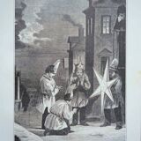 Christmas in Norway, old engraving, printed in 1885.