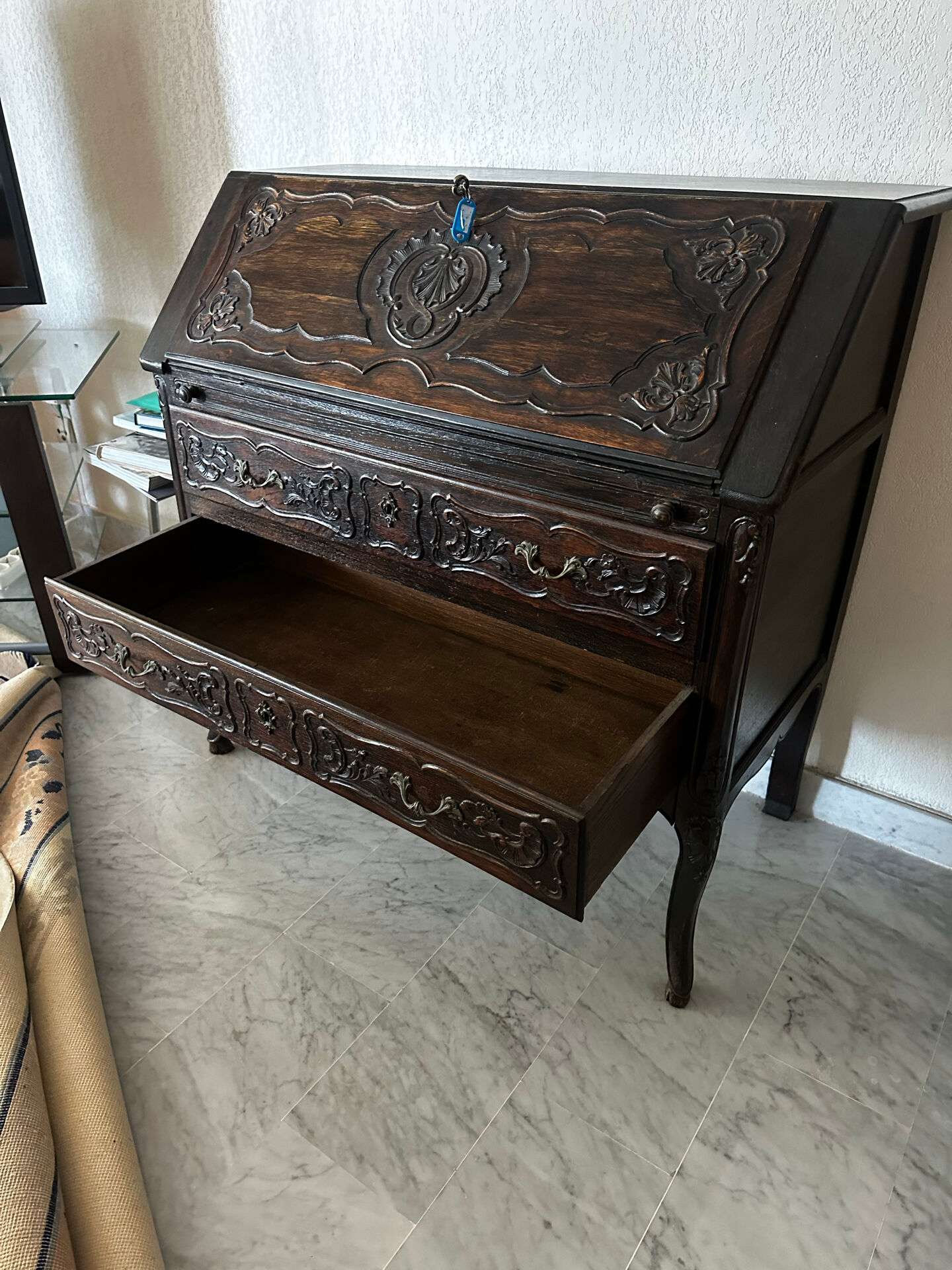 French Louis XV Style Slant-Front Secretary Desk