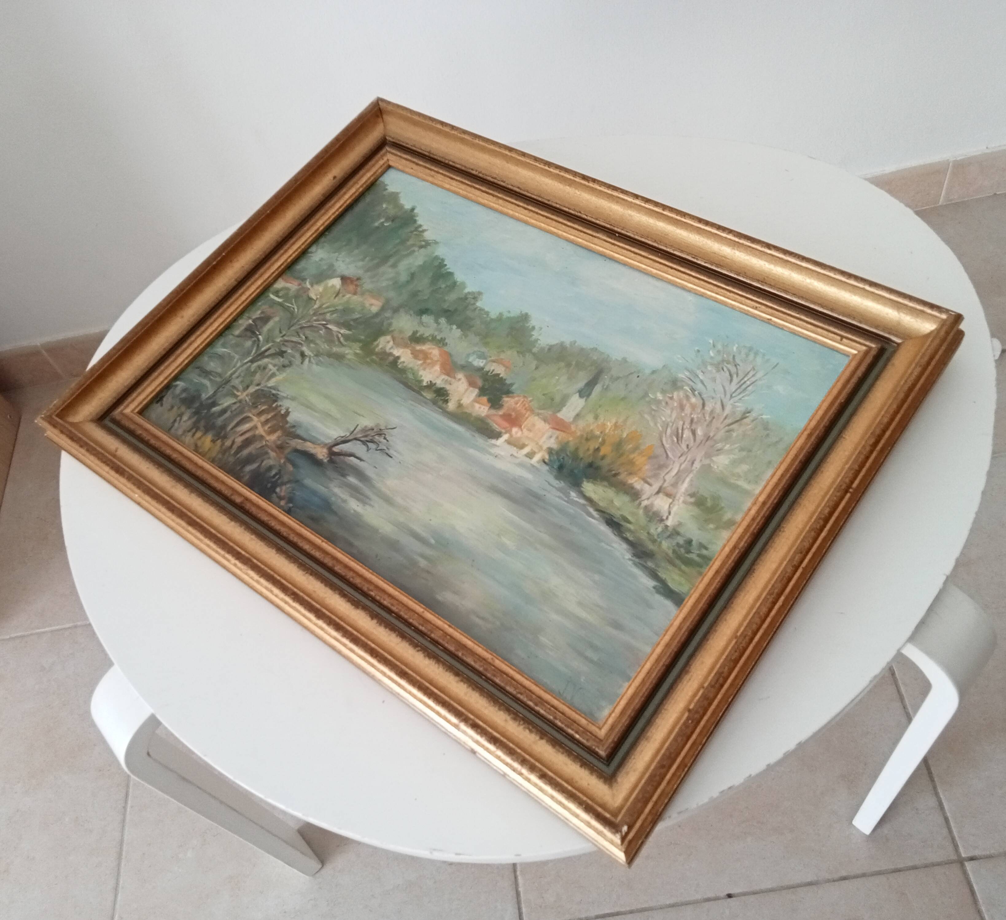 Old painting oil on canvas signed J.V.