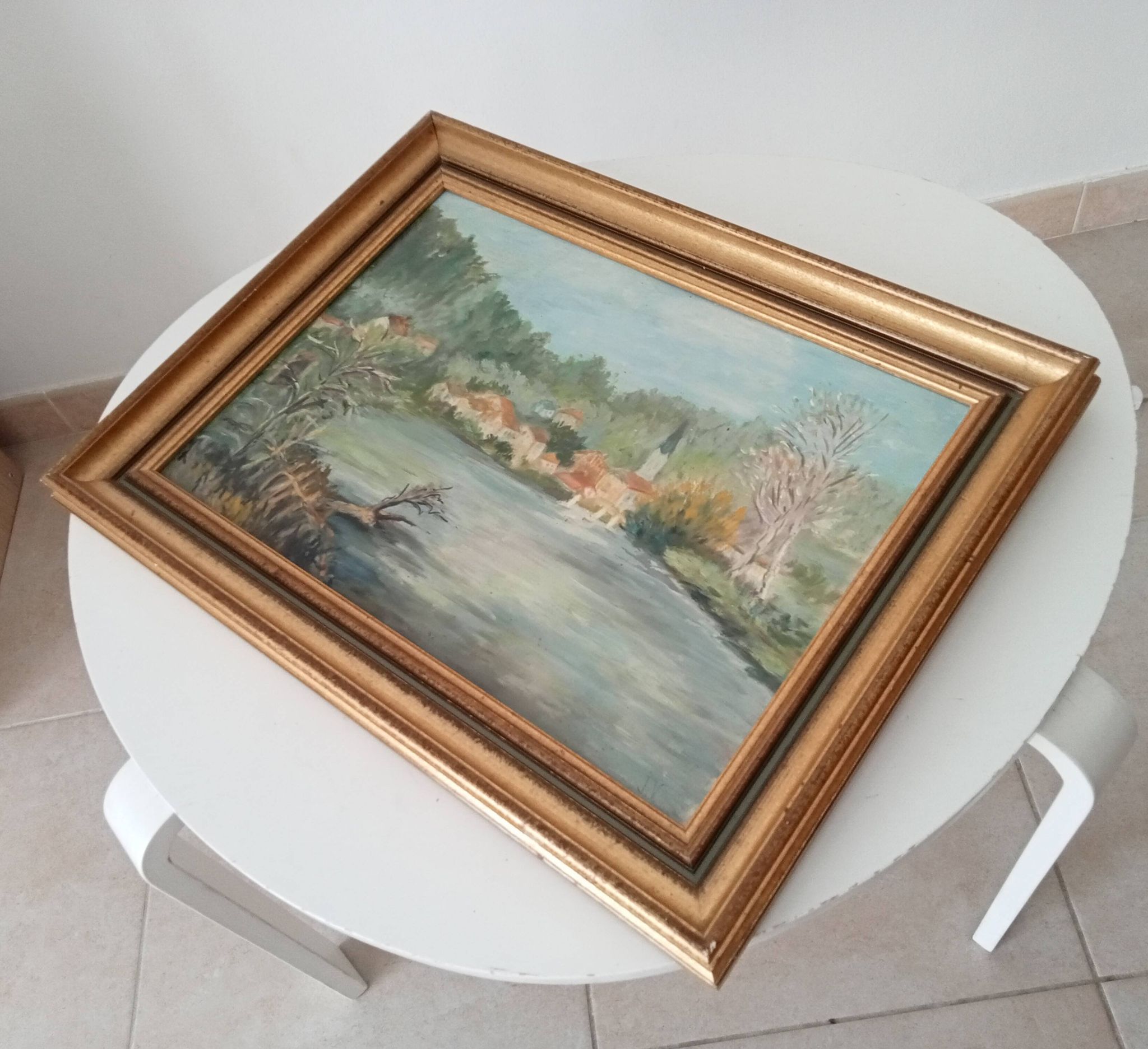 Old painting oil on canvas signed J.V.