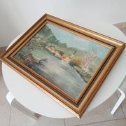 Old painting oil on canvas signed J.V.