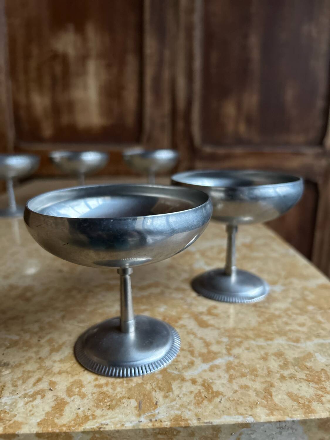 Set of 5 vintage footed dessert bowls