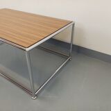 Vintage USM style coffee table in melamine and chrome metal