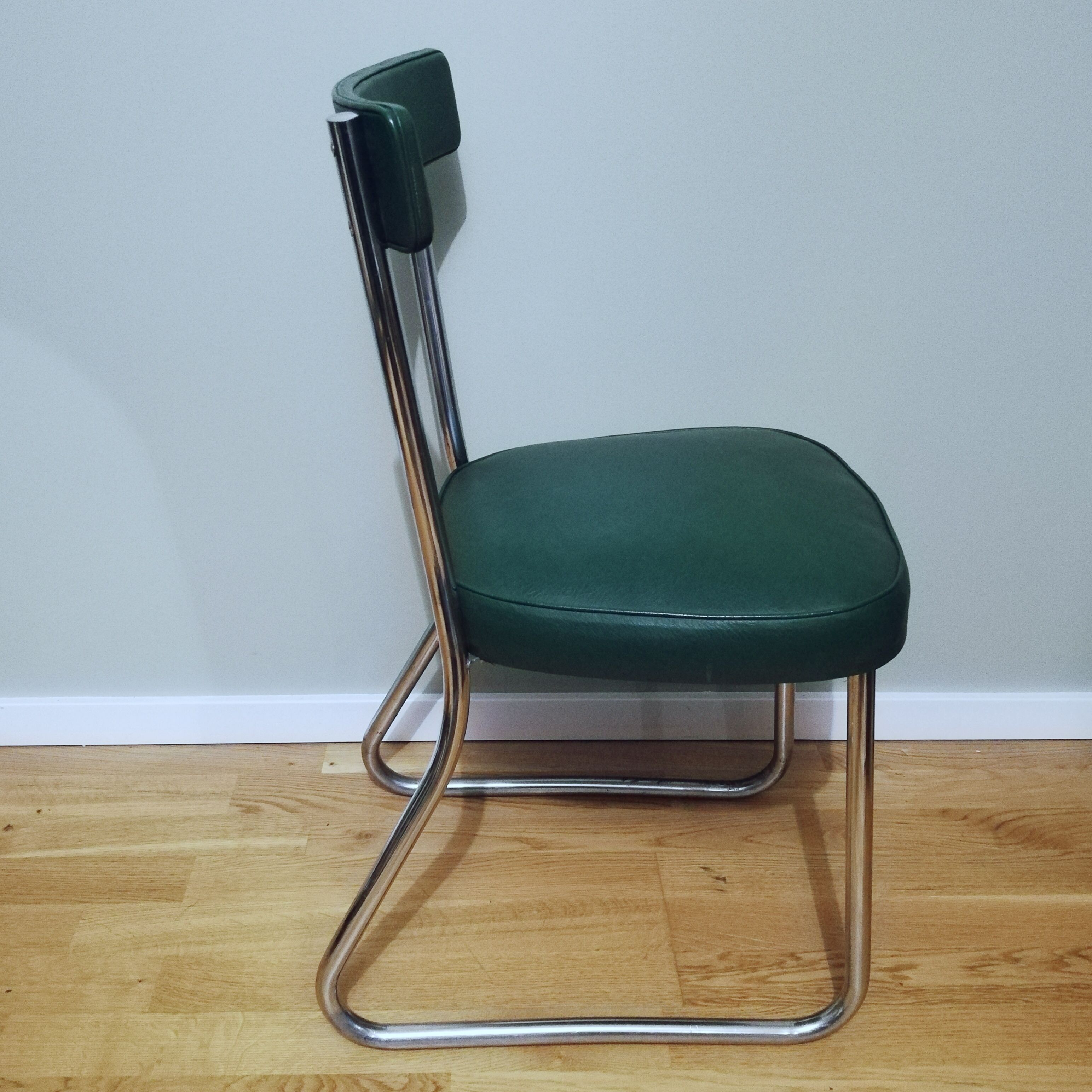 Industrial office chair called "sleigh" chair
