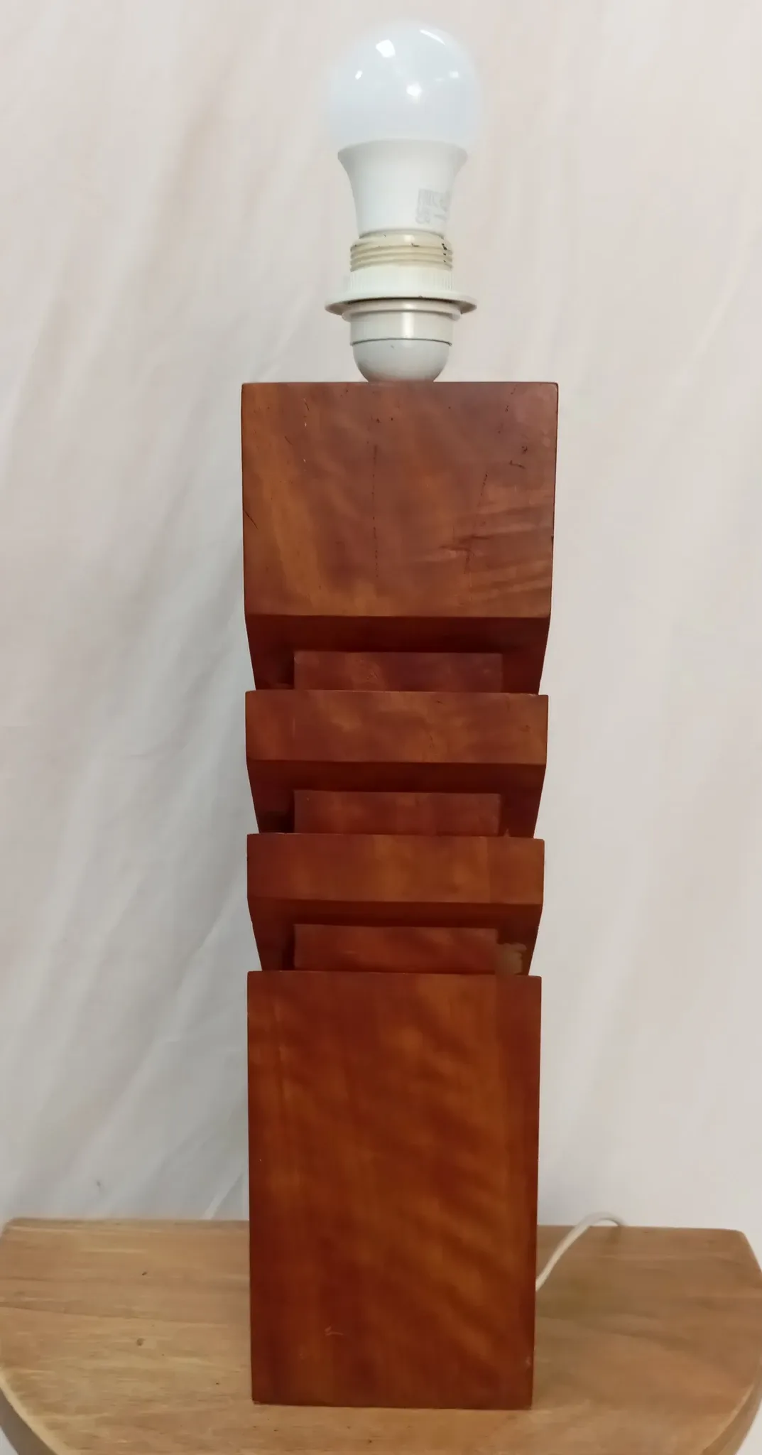 1970s lamp, solid mahogany, graphic design