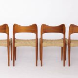 Ensemble de 4 chaises de salle à manger danoises par Arne Hovmand-Olsen pour Mogens Kold, années 1960.