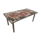 Vintage coffee table metal chrome annes 70 painted ceramic sign vallauris la grange