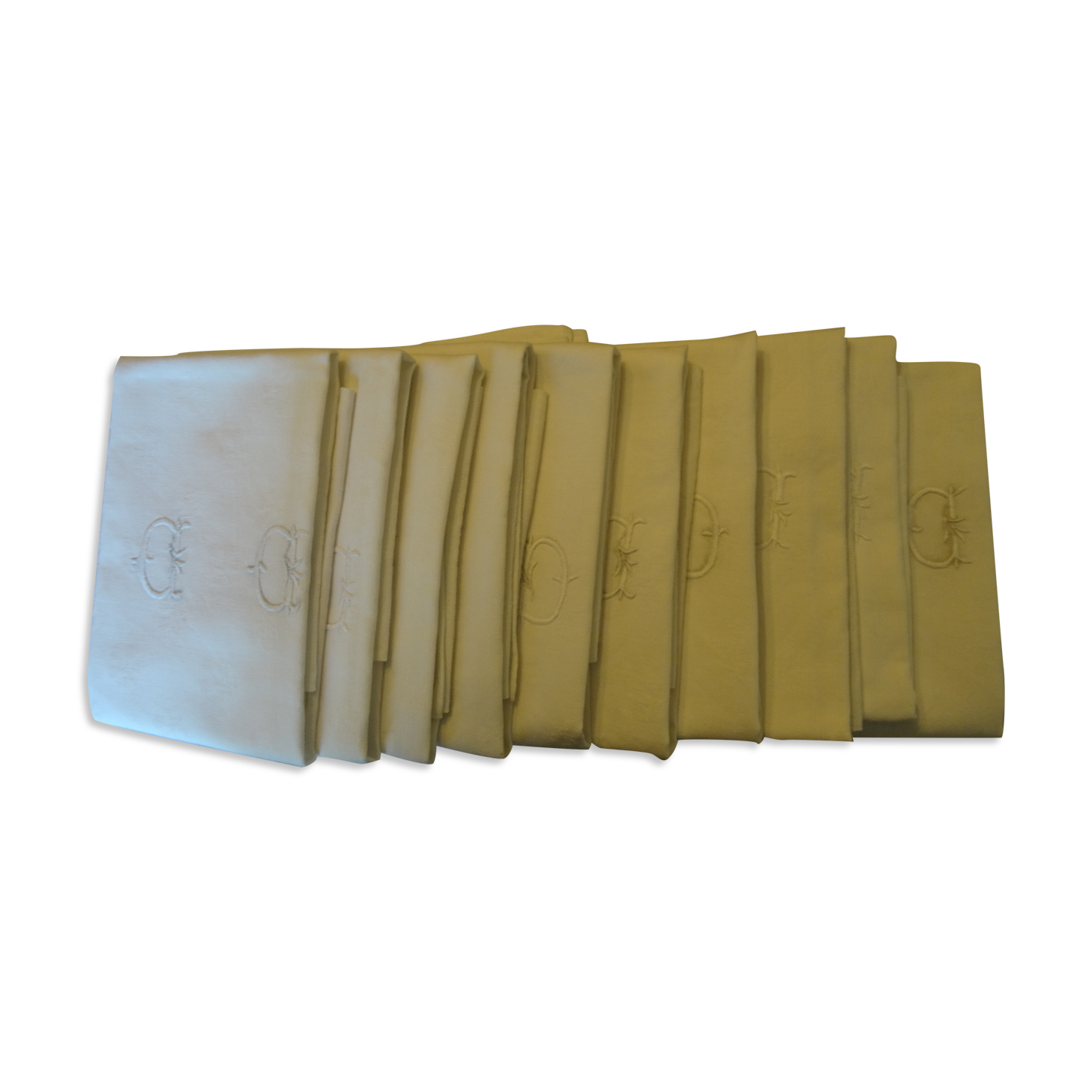 Lot de 10 serviettes de table monogrammées