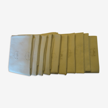 Lot de 10 serviettes de table monogrammées