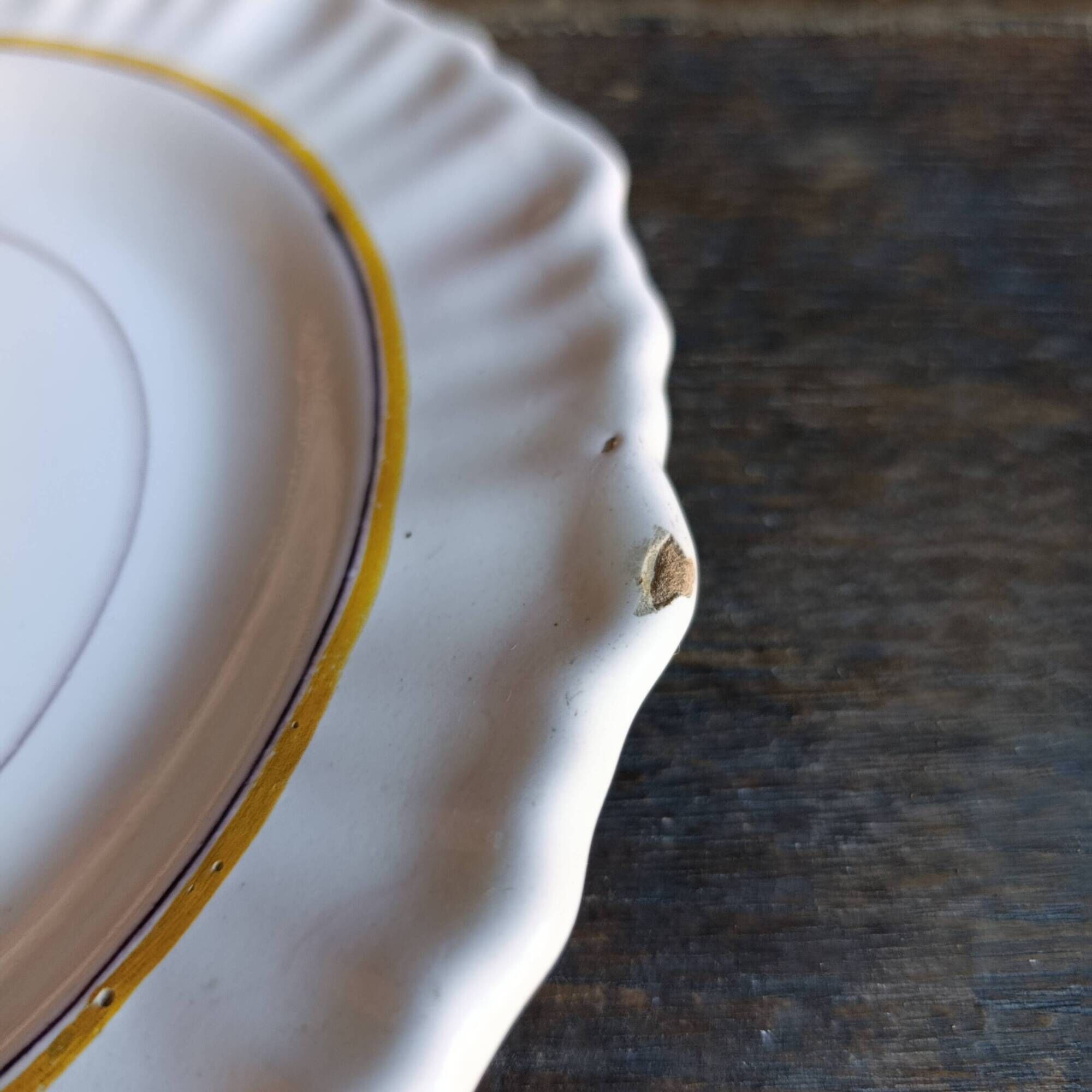 Pair of antique French faience plates, possibly Nevers, 19th century, hand-