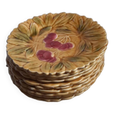 10 dessert plates in Sarreguemines barbotine