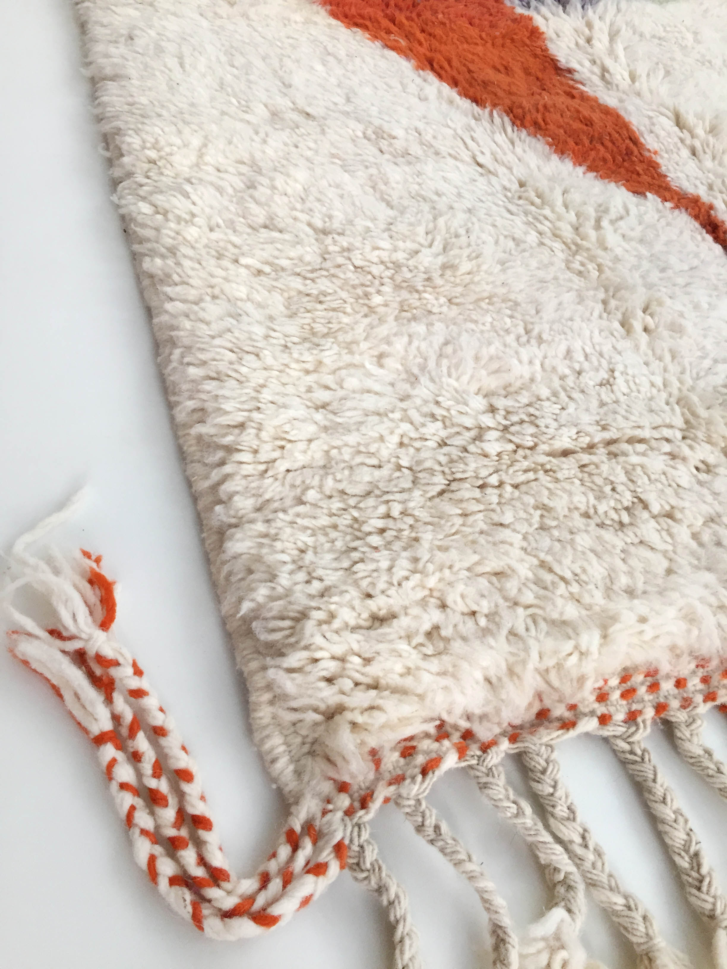 Moroccan Berber carpet Beni Ouarain ecru with colorful patterns 205x132cm