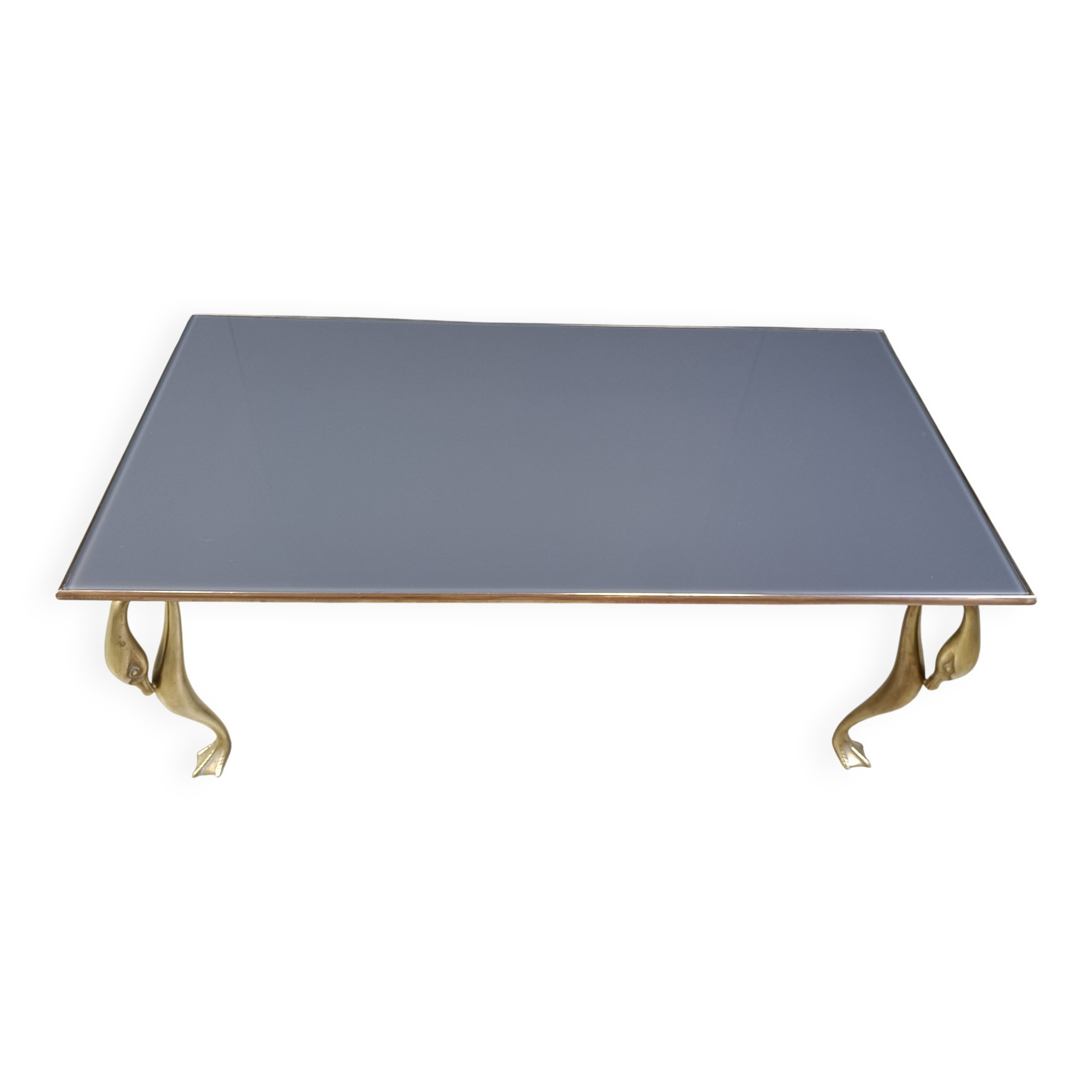 Vintage brass swan coffee table, 1970s