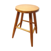 Tabouret bois clair années 70