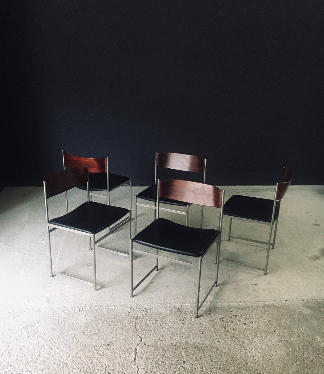 Mid-Century Modern SM08 Dining Chair Set by Cees Braakman for Ums Pastoe, Netherlands, 1960s, Set of 5