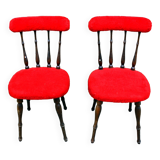 Pair of red furry chairs from the 70s