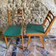 Vintage chairs 1950s/60s wood seat duck green fabric