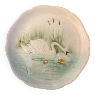 Assiette du 19ème siècle Choisy Le Roi Majolica Décor Cygne