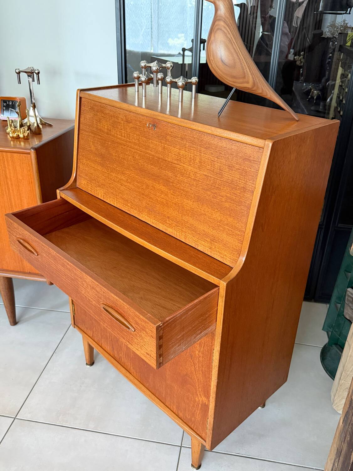 Vintage Jentique teak secretary desk