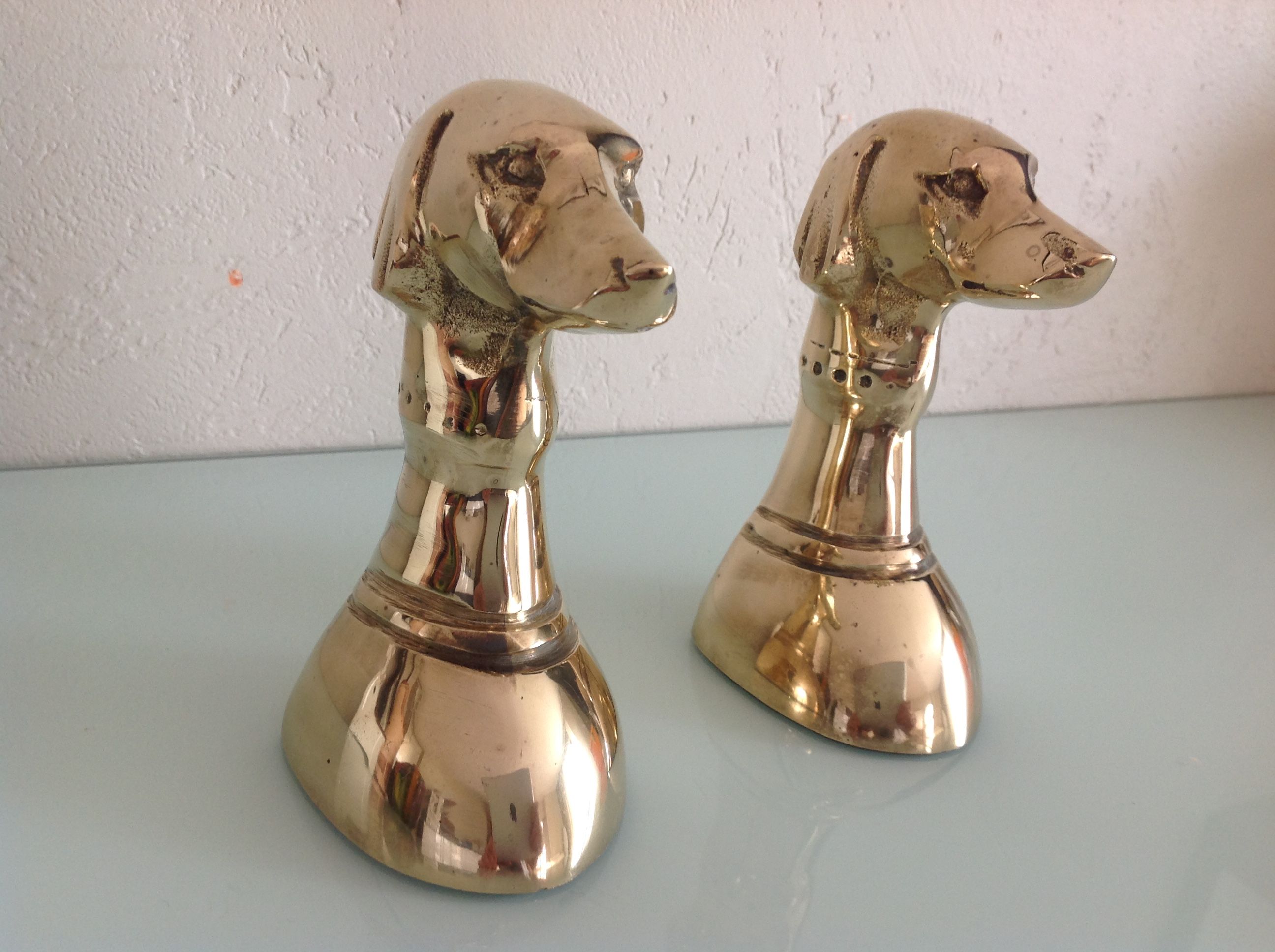 Pair of greenhouse books Greyhound brass heads 60/70