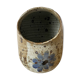 Stoneware salt pot, blue flower decor