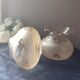 Art deco tulip lampshade in frosted amber glass, serigraphed