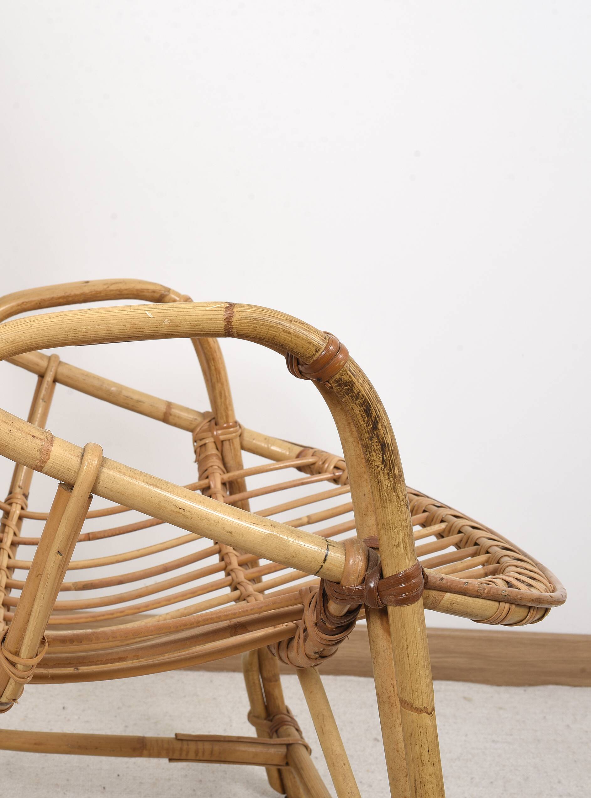 Antique, vintage rattan armchair