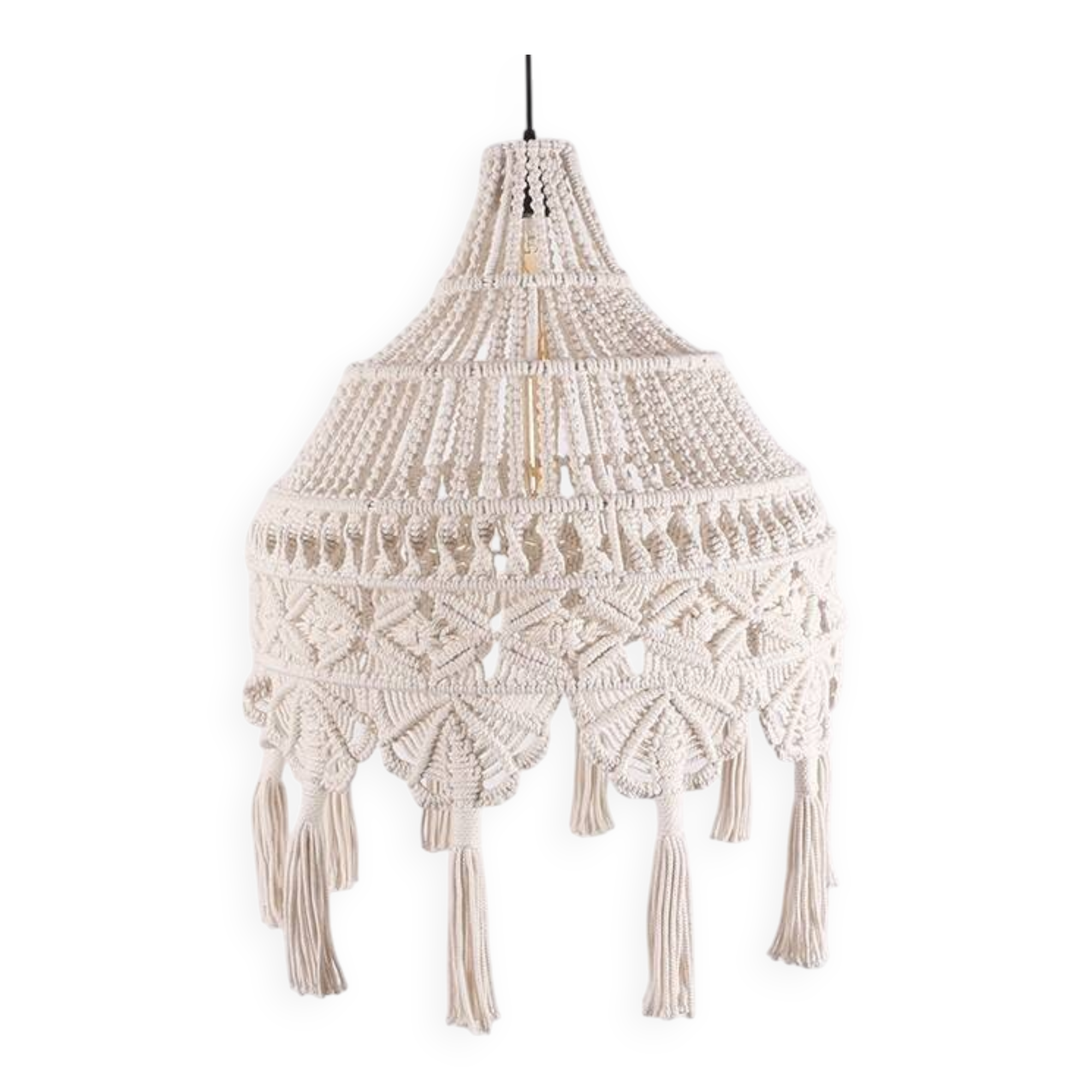 Macrame Pendant Light,Bohemian Hanging Lamp, Wicker Lamp,Light Fixture