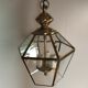 Lanterne suspendue 6 faces verre biseauté et laiton