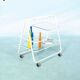 Space age dessert trolley from the 1970s, with metal tubes and glass trays.