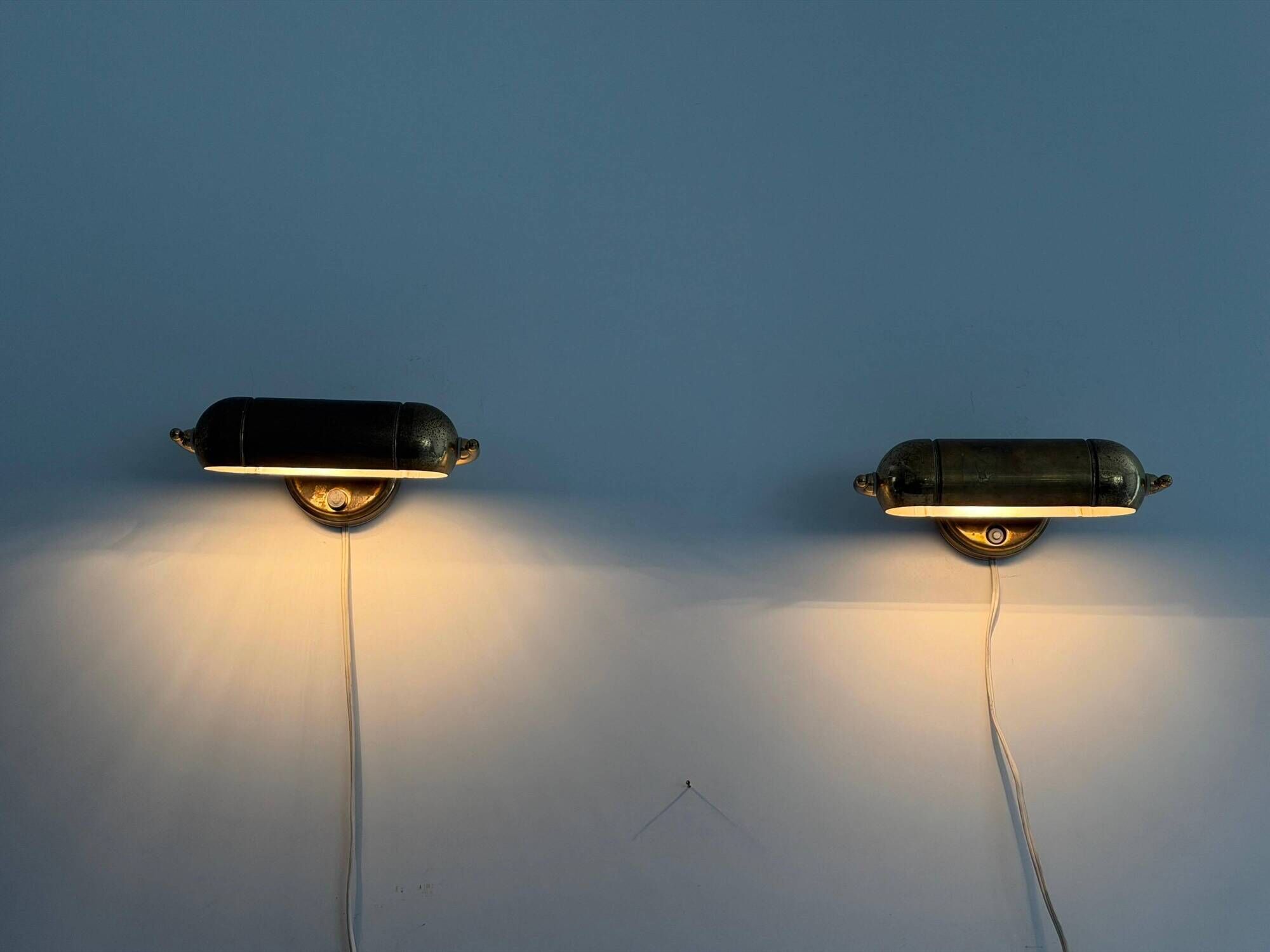 Pair of brass wall lights from the mid-century by N Leuchten, 1960s, Germany.