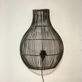 Black rattan wall light