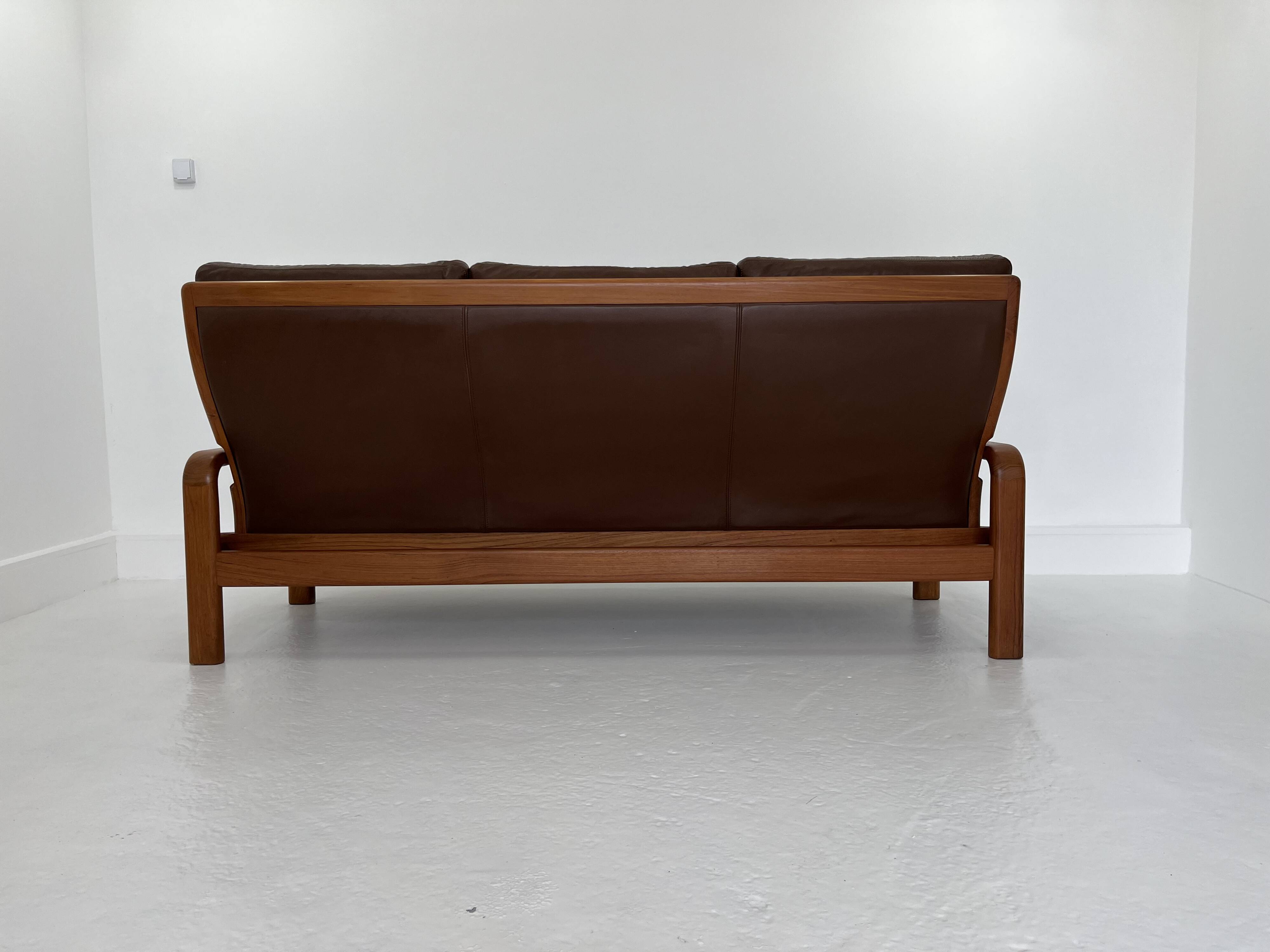 Mid-Century Leather 3-Seater Sofa by .L. Olsen & Søn, Denmark, 1960