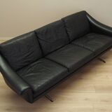 Black leather sofa, Danish design, 1960s, manufacturer: Eran Møbler, design
