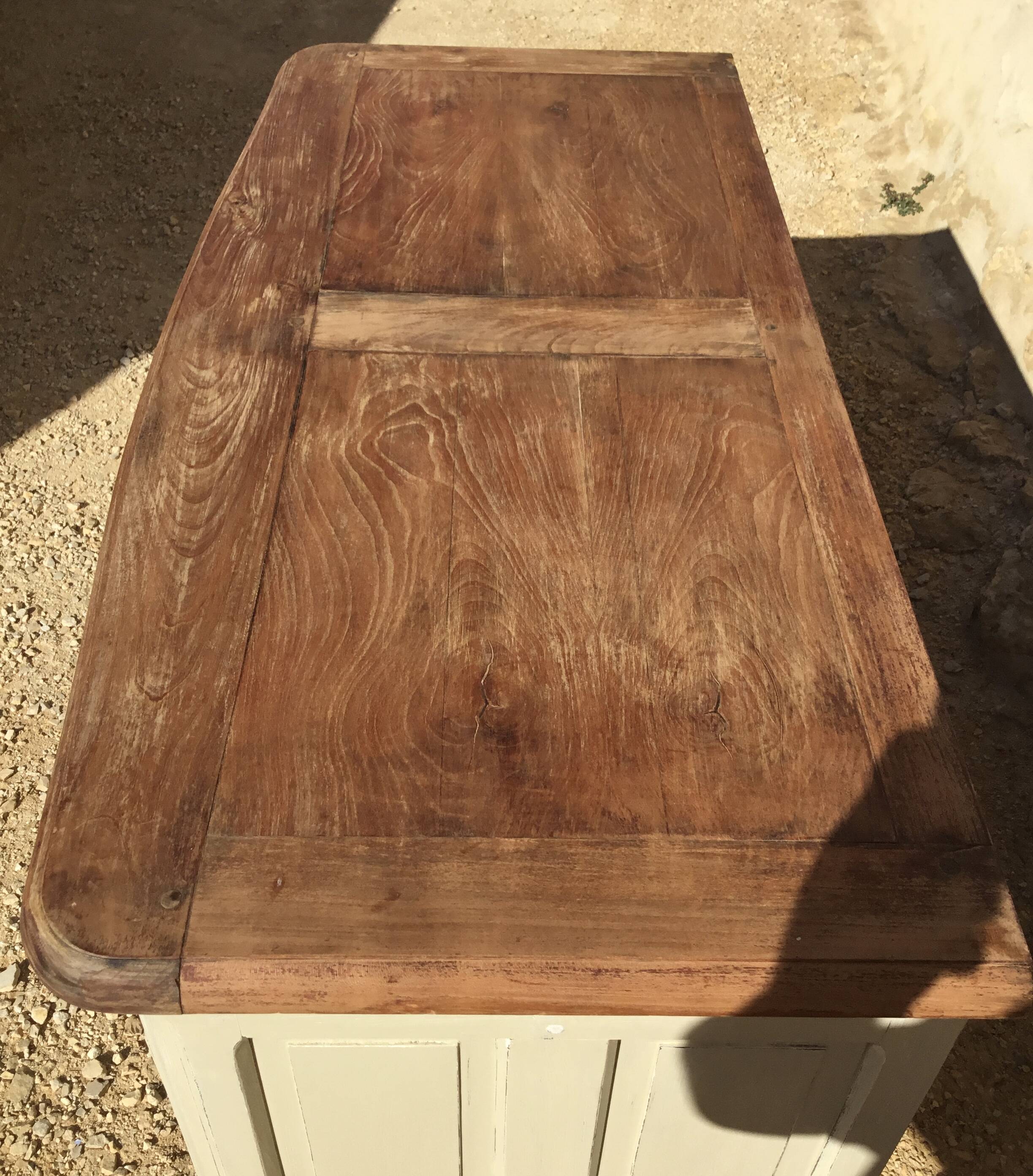 Louis XV style chest of drawers, patinated and waxed, natural wood top