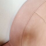 Pink faux leather bistro bench for 3 people