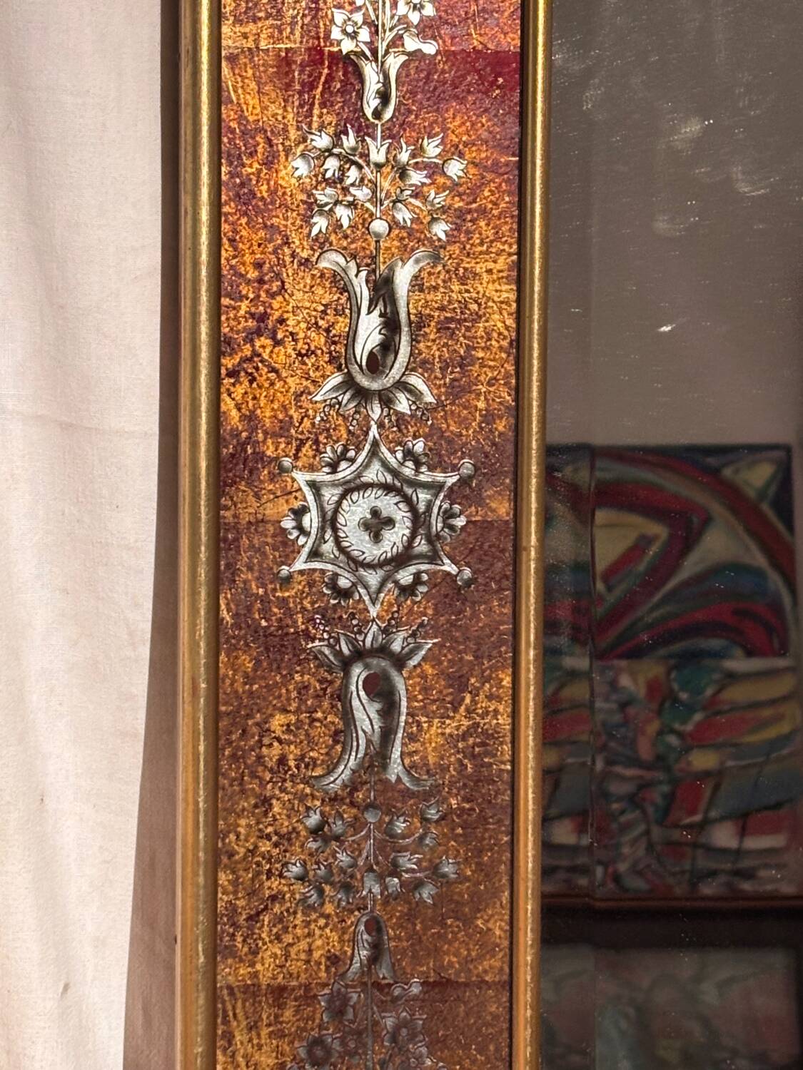 Miroir art deco verre eglomisé