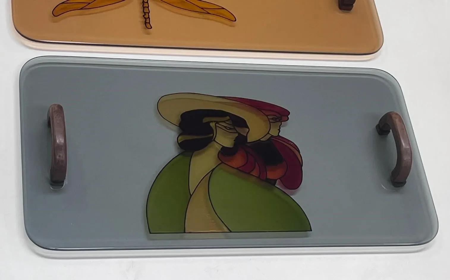 Set of 2 artistic trays, Italy, 1980s