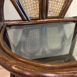Half moon rattan bedside table