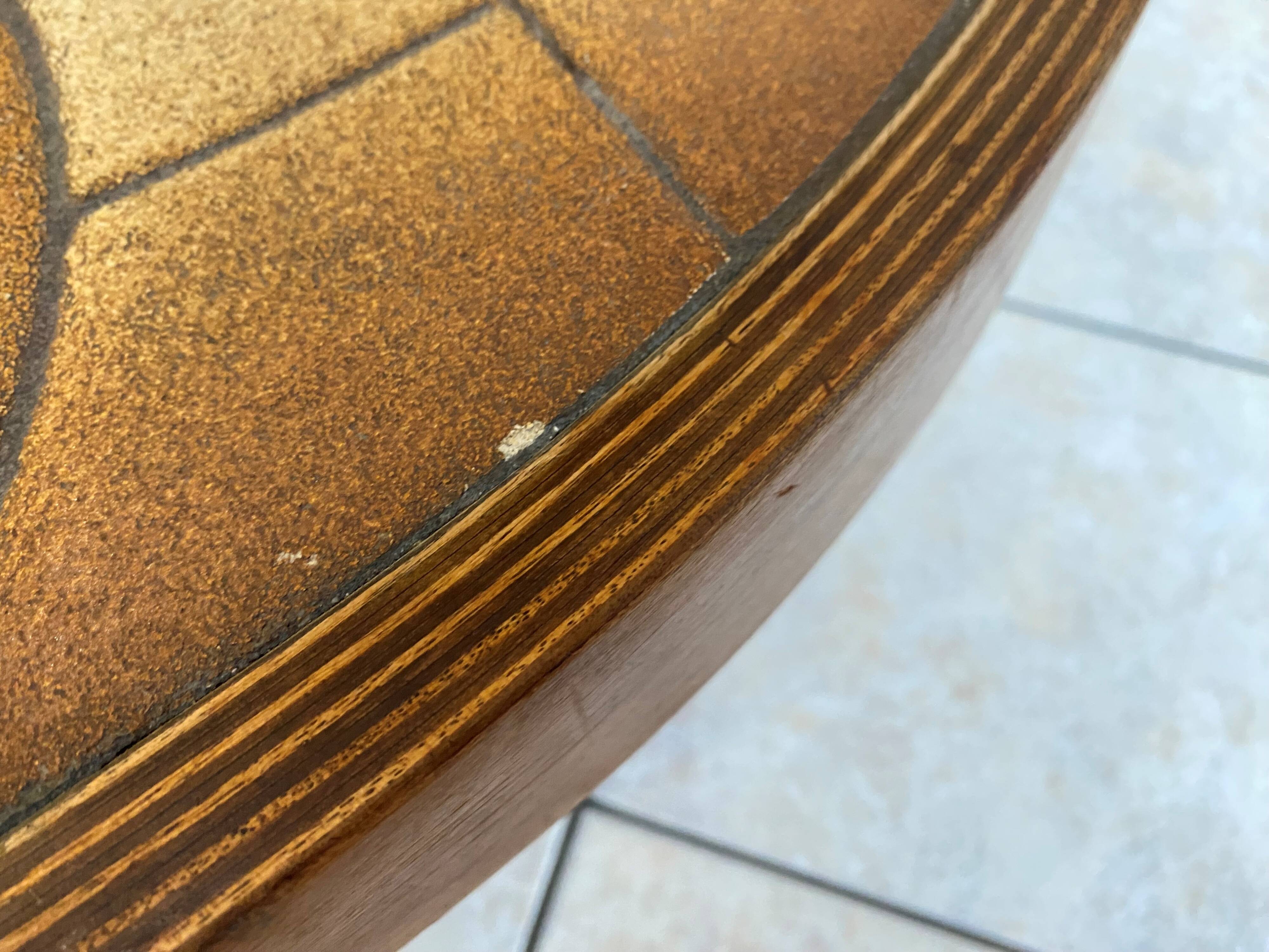 Oval round coffee table ceramic Barrois Vallauris from 1960 herbarium model